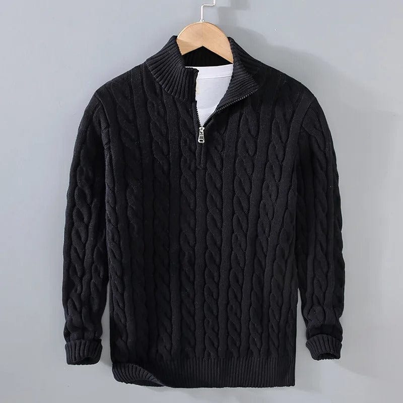 Old Money Half-zip Cable-knit sweater