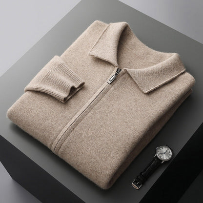 Old Money Woolen Cashmere Lapel Collar Cardigan
