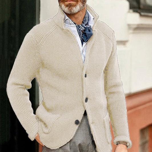 Old Money Slim-Fit Stand Collar Knitted Sweater