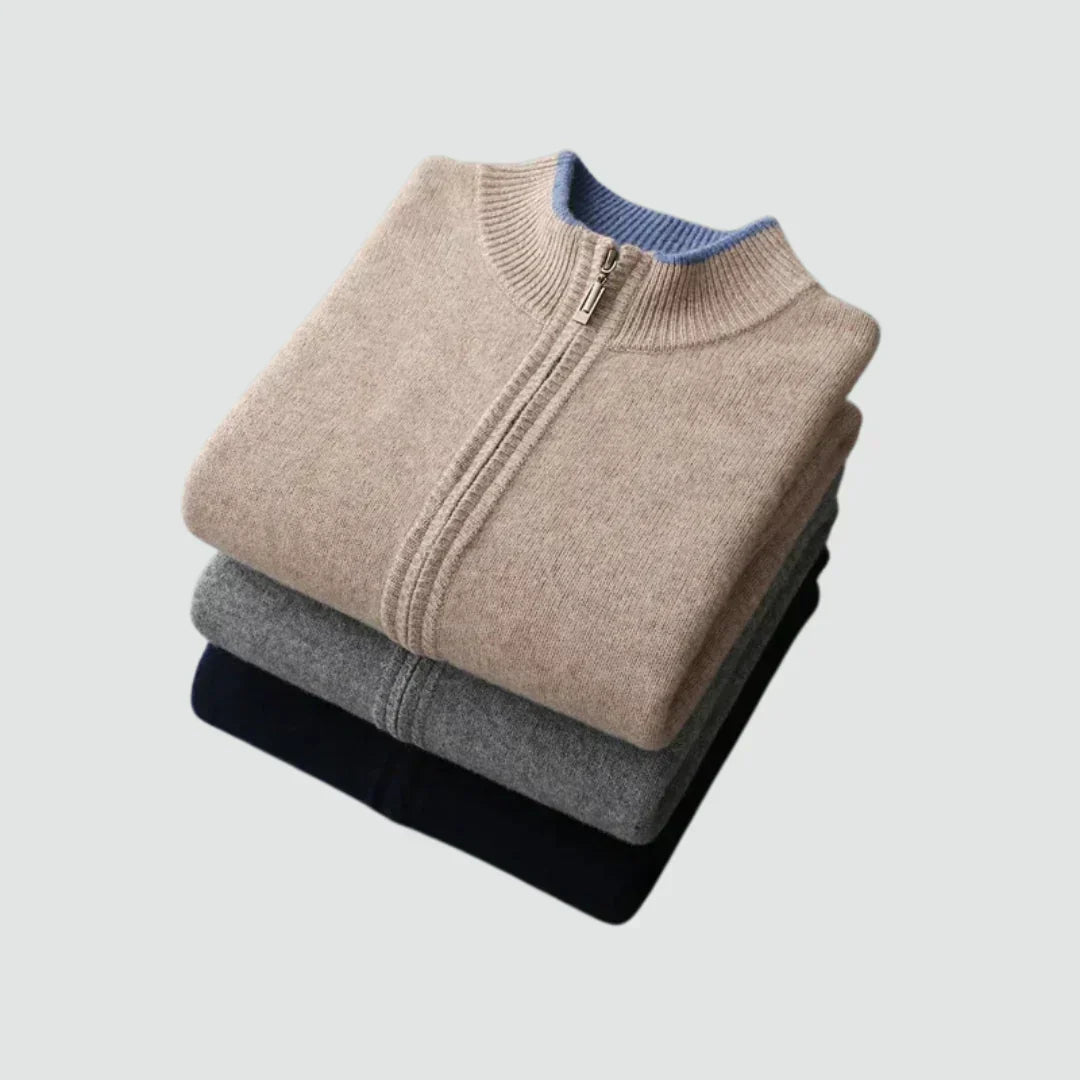 Old Money Pure Cashmere Zip Cardigan