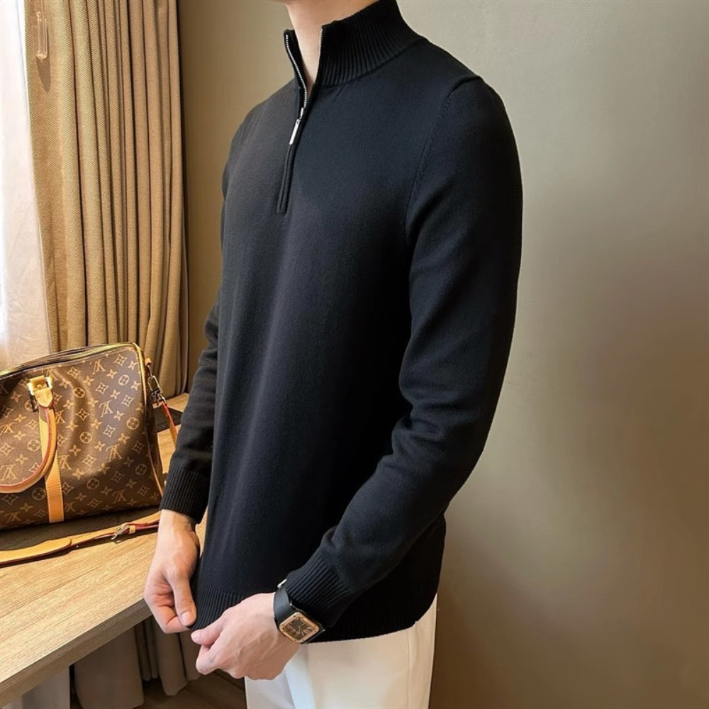 Old Money Half-Turtleneck Zipper Knitted Sweater