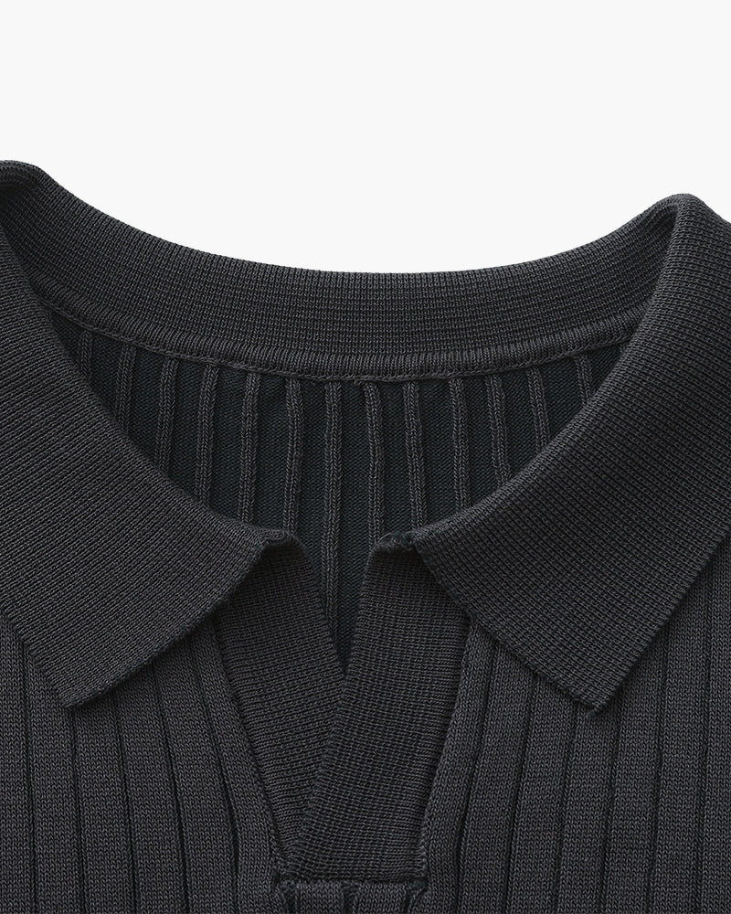 Premium Ribbed Knit Polo