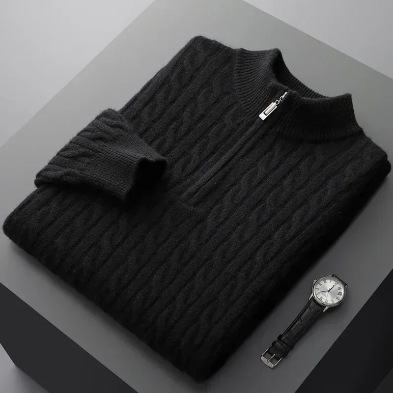 Old Money 100% Cashmere Quarter-Zip Sweater