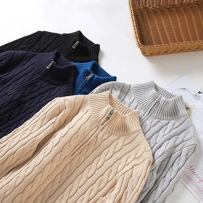 Old Money Half-zip Cable-knit sweater