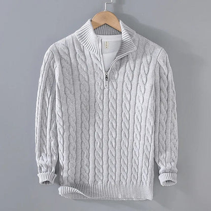 Old Money Half-zip Cable-knit sweater