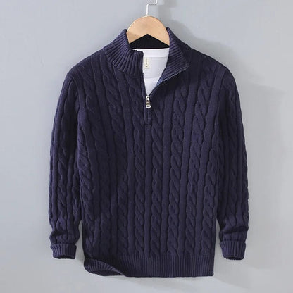 Old Money Half-zip Cable-knit sweater