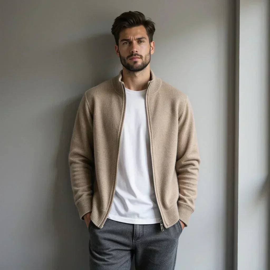 Old Money Pure Cashmere Zip Cardigan
