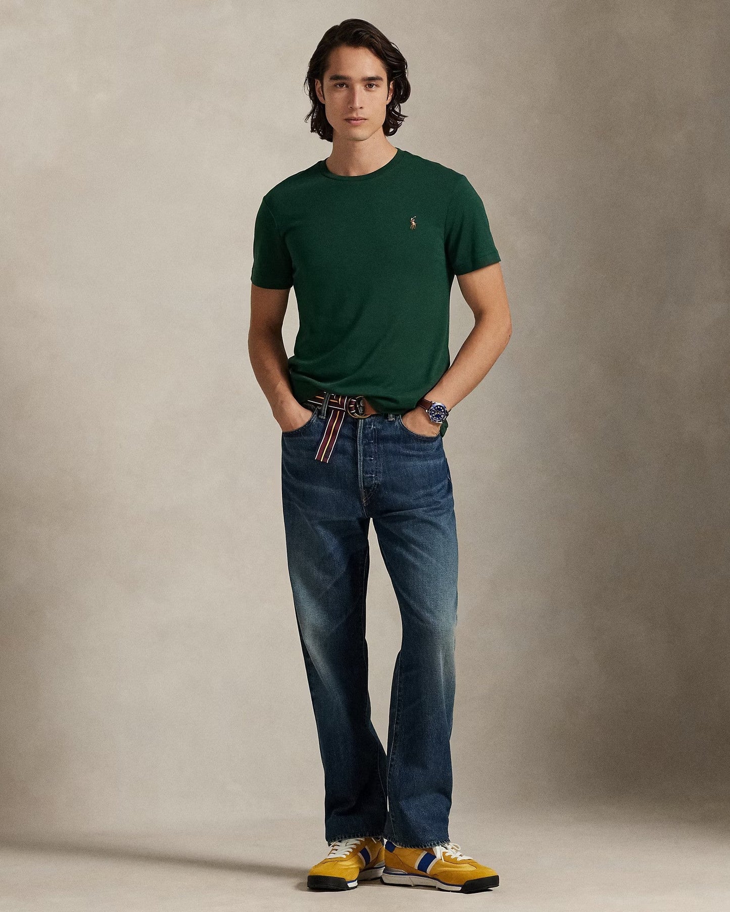 Slim fit jersey crew neck t-shirt  RL - Vintage Pine