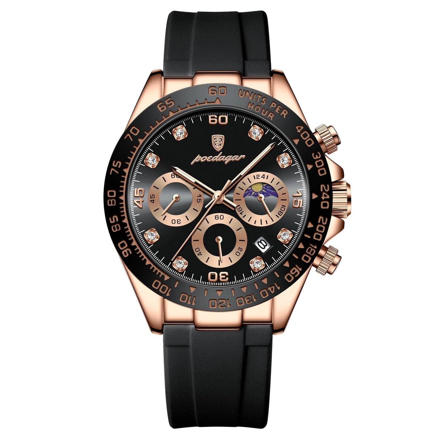 POEDAGAR Watch Chronograph Fase Date