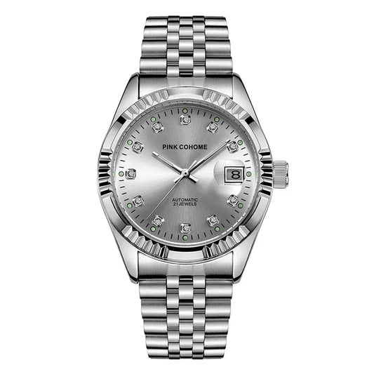 POEDAGAR Watch Pink Cohome Automatic